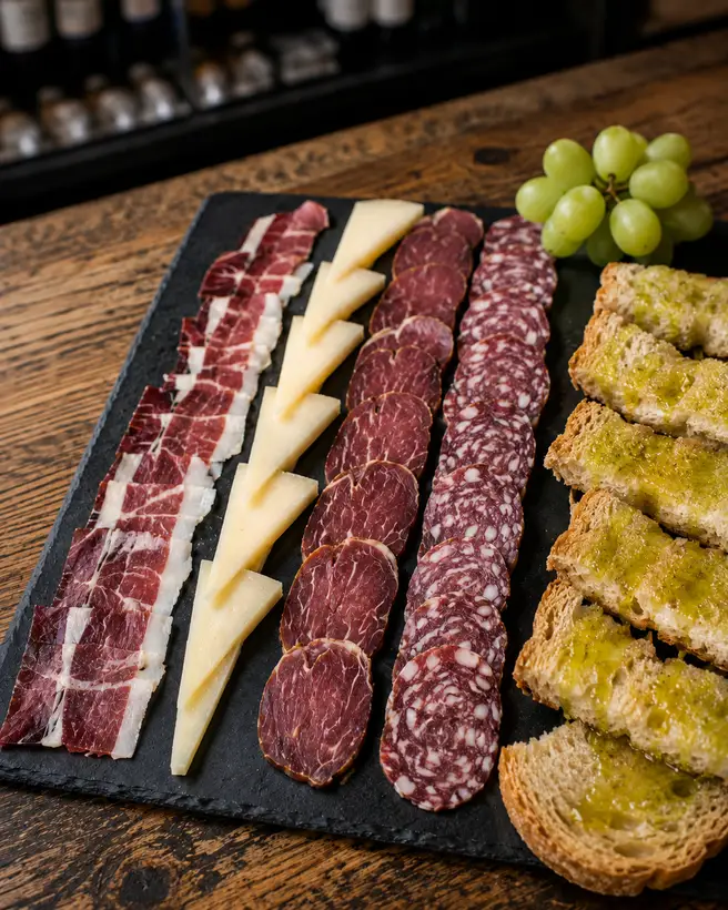 Tabla de embutidos ibéricos en Bodeguita La Mantilla, Punta Umbría